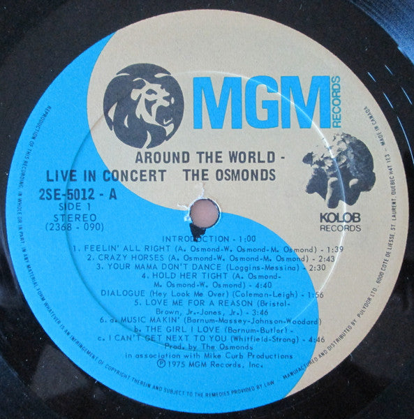 Osmonds ‎– Around The World - Live In Concert 2 lps (vinyl)