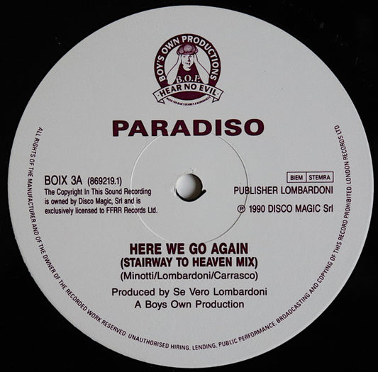 Paradiso – Here We Go Again - Electronic House -  Vinyl, 12", 45 RPM