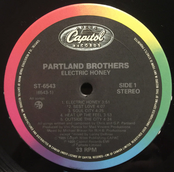Partland Brothers – Electric Honey – 1986 – Pop Rock (vinyl)