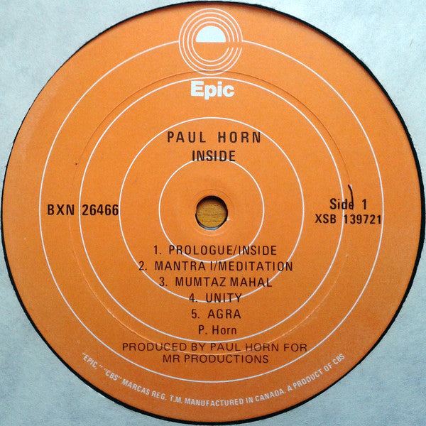 Paul Horn – Inside - 1968-Free Jazz, Avantgarde (Vinyl) NM Re issue