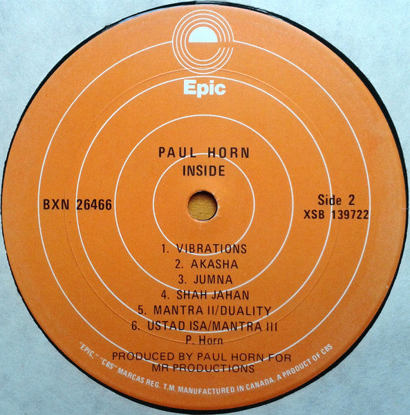Paul Horn – Inside - 1968-Free Jazz, Avantgarde (Vinyl) NM Re issue