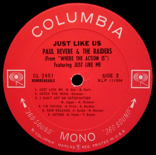 Paul Revere & The Raiders – Just Like Us! 1966- Rock, Pop Style: Beat, Garage Rock (Vinyl)