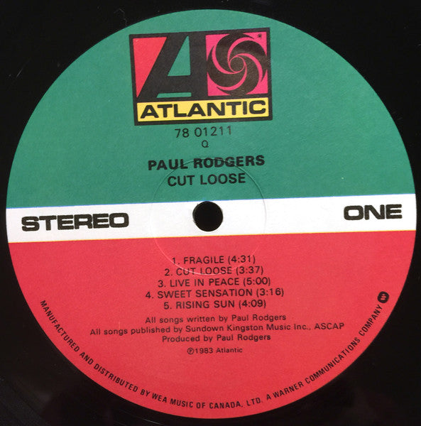 Paul Rodgers Cut Loose - 1983-	Rock (Vinyl) NM