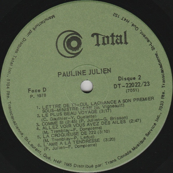 Pauline Julien – Le Meilleur de Pauline Julien - 2 lps- 1978-Chanson, Pop Rock (Vinyl) Mint