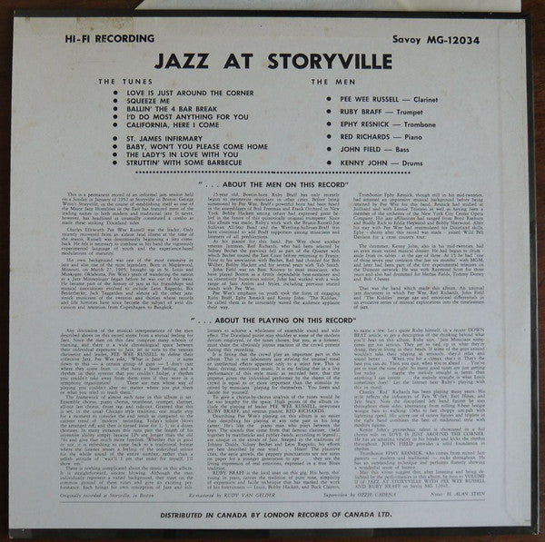PEE WEE RUSSELL · RUBY BRAFF – At Storyville ,1955, Jazz (vinyl)