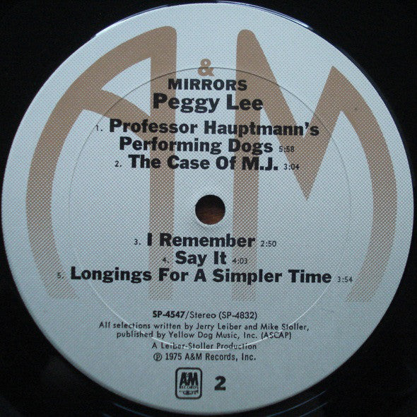 Peggy Lee ‎– Mirrors - 1975-Jazz (vinyl)