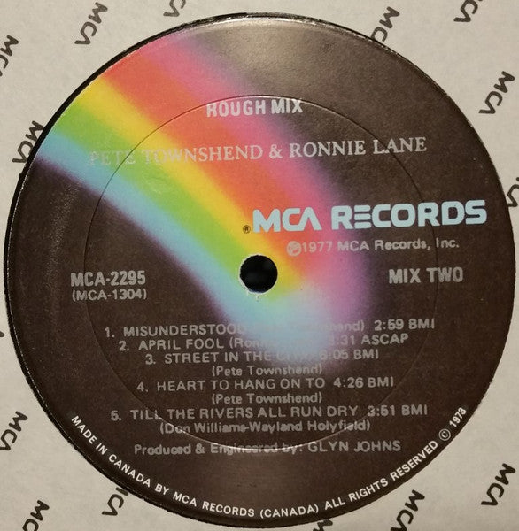 Pete Townshend  Ronnie Lane  Rough Mix 1977 Genre: Rock Style: Classic Rock (Vinyl)