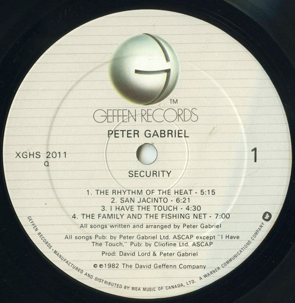 Peter Gabriel ‎– Security -1982 Rock (vinyl)