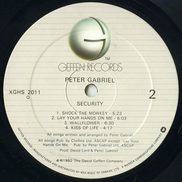 Peter Gabriel ‎– Security -1982 Rock (vinyl)