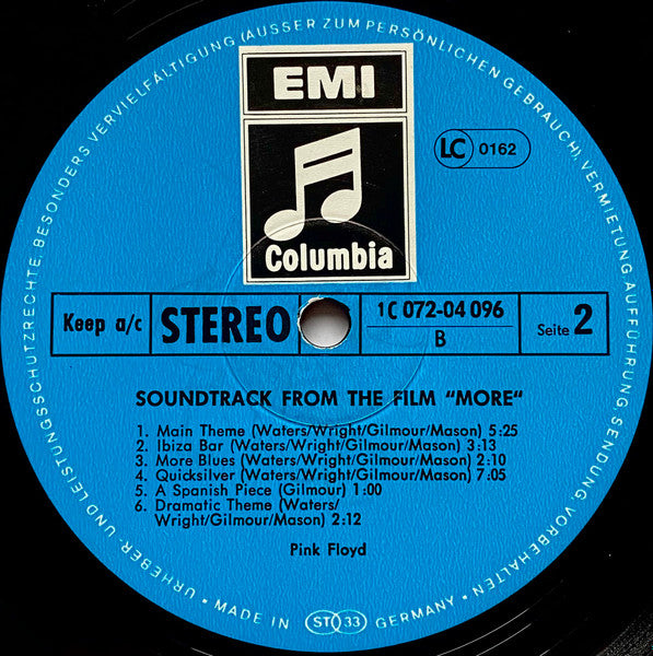 Pink Floyd Soundtrack From The Film -More 1969 Rock, Stage & Screen Style: Soundtrack, Psychedelic Rock, Prog Rock (German Import Vinyl)