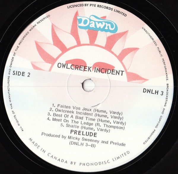Prelude – Owlcreek Incident (Folk‑Rock, Vinyl LP) DNLH‑3