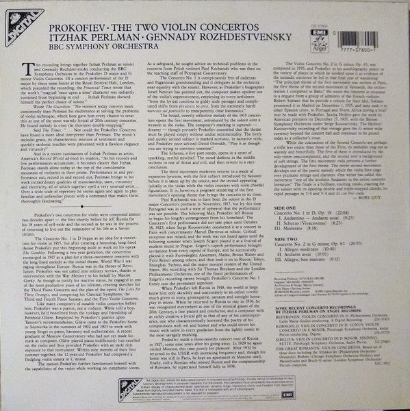 Itzhak Perlman – Prokofiev: The Two Violin Concertos – 1983 – Classical / Modernist (U.S. pressing) Vinyl