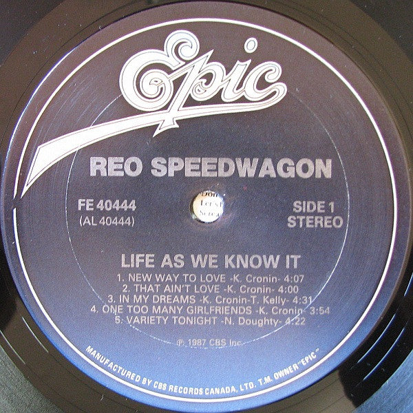 REO Speedwagon – Life As We Know It 1987-Pop Rock (Vinyl)