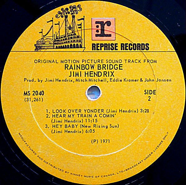 Jimi Hendrix‎– Rainbow Bridge - 1971- Psychedelic Rock - Soundtrack Lp excellent shape