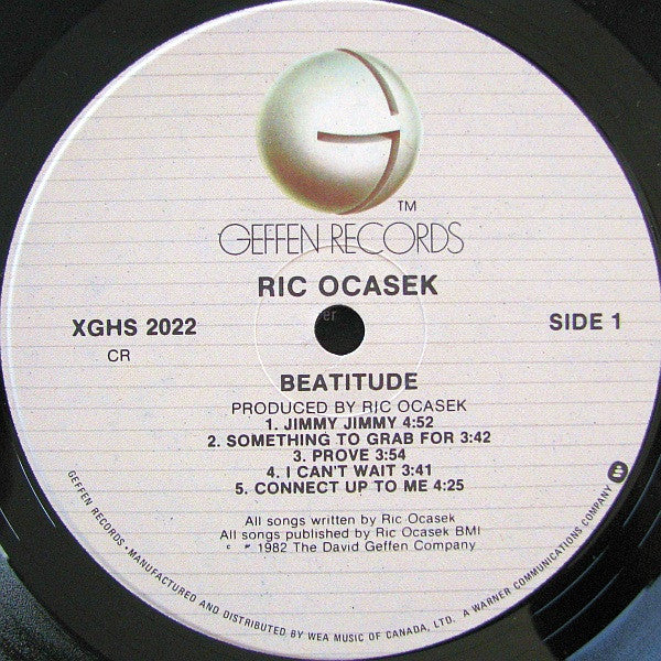 Ric Ocasek – Beatitude - 1982-	Electronic, Rock Style: New Wave, Pop Rock, Synth-pop (Vinyl) Near Mint