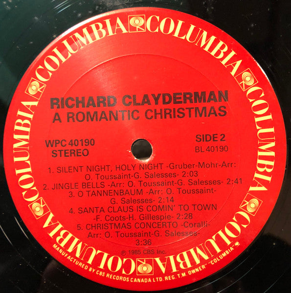 Richard Clayderman – A Romantic Christmas -1985- Pop, Classical, Folk, Christmas (Vinyl) Mint