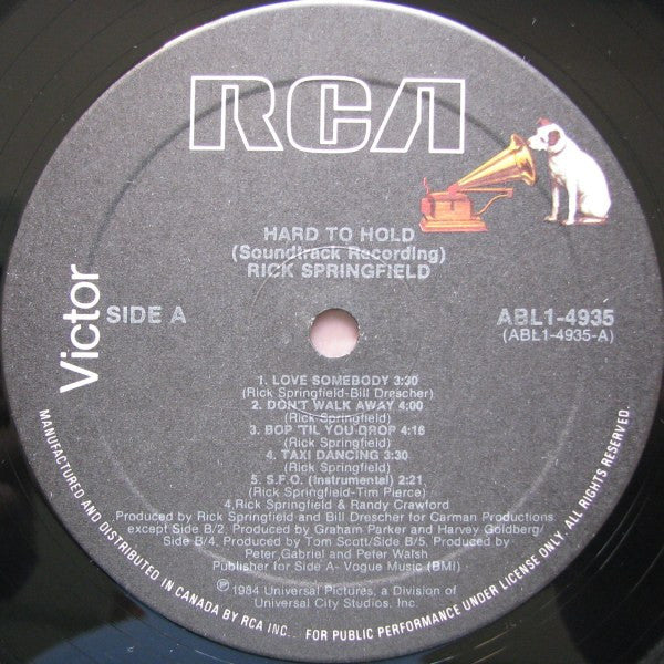 Rick Springfield – Hard to Hold (Soundtrack) – 1984 – Rock / Pop / Soundtrack (vinyl)