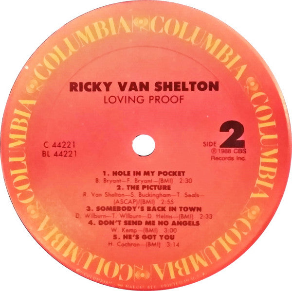 Ricky Van Shelton – Loving Proof  1988 country  (Clearance Vinyl)  a few marks