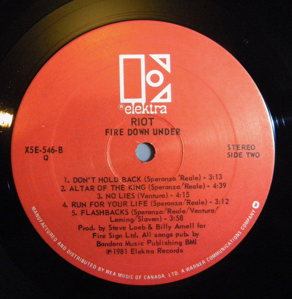 Riot Fire Down Under - 1981 - Heavy Metal (Vinyl)