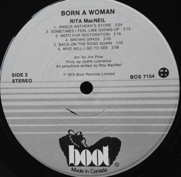 Rita MacNeil ‎– Born A Woman -1975- Folk, Country, Celtic , Maritime (vinyl) mint copy DEBUT ALBUM
