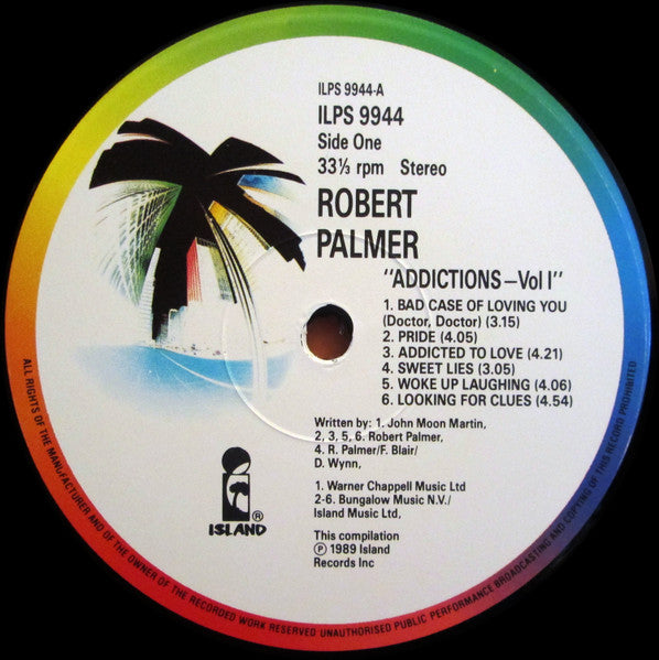 Robert Palmer – Addictions Volume I – 1989 – Rock / Pop / Funk ( vinyl ) Near Mint