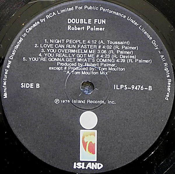 Robert Palmer – Double Fun - 1978- 	Rock, Funk / Soul Style: Soft Rock, Pop Rock (Vinyl)