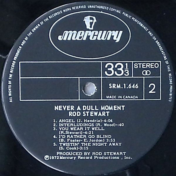 Rod Stewart - Never a Dull Moment 1972 lp