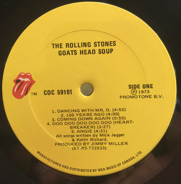 Rolling Stones , The - Goats Head Soup -1973 Classic Rock (vinyl) Canadian Release / Near Mint Copy