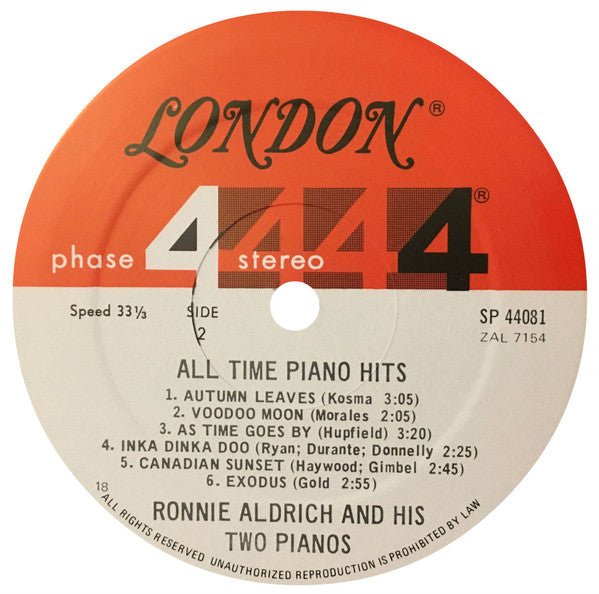 Ronnie Aldrich – All-Time Piano Hits – Instrumental / Easy Listening / Lounge (vinyl)