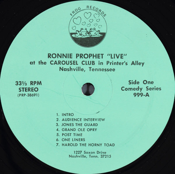 RONNIE PROPHET – Live at the Carousel Club ,Comedy Series, Country Comedy (vinyl) autographed copy