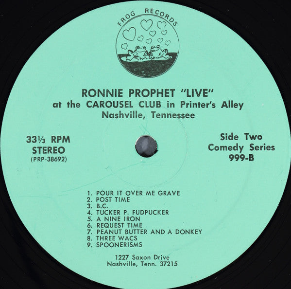 RONNIE PROPHET – Live at the Carousel Club ,Comedy Series, Country Comedy (vinyl) autographed copy