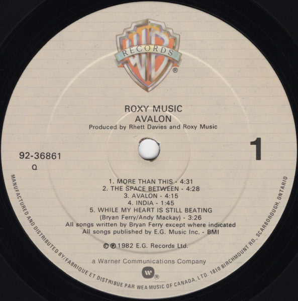 Roxy Music - Avalon -1982 Pop Rock, (vinyl)