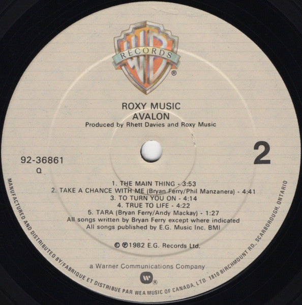 Roxy Music - Avalon -1982 Pop Rock, (vinyl)