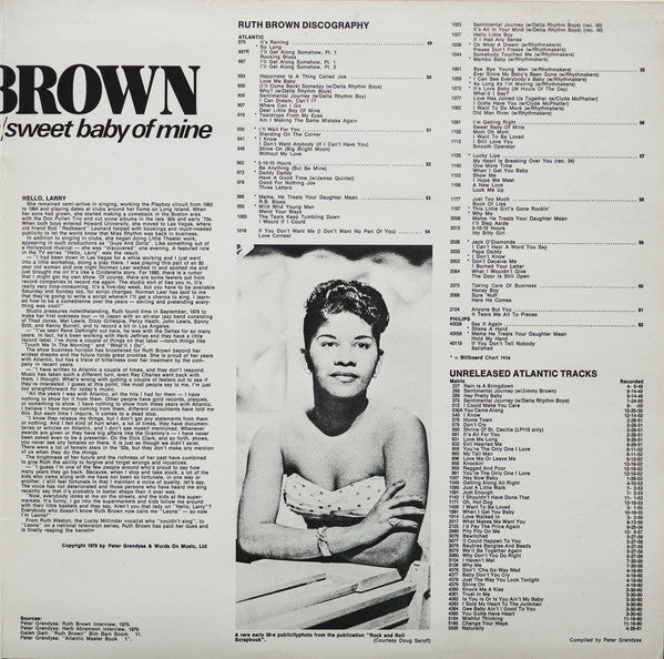 Ruth Brown And Her Rhythmakers ‎– Sweet Baby Of Mine - 1980-Blues , Rhythm & Blues (Rare Swedish Import)