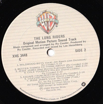 Ry Cooder – The Long Riders (Original Sound Track) 1980-	Folk, World, & Country, Stage & Screen Style: Soundtrack (Vinyl)