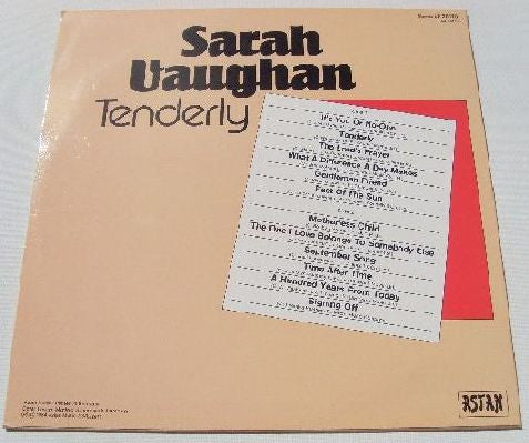 SARAH VAUGHAN – Tenderly ,1980s, Vocal Jazz (vinyl) Astan – 20070 , Vinyl – West Germany