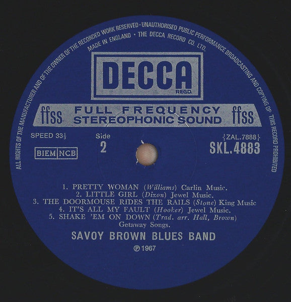 Savoy Brown Blues Band Shake Down 1967 Rock, Blues Style: Blues Rock (Rare Vinyl) UK IMPORT
