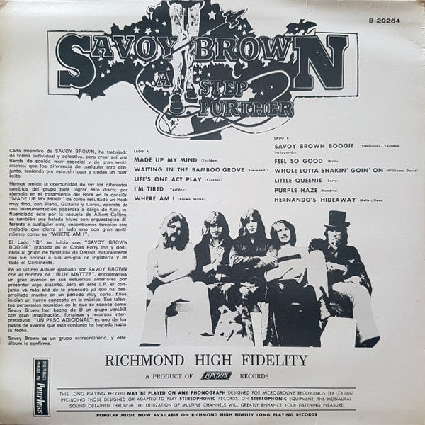 Savoy Brown – A Step Further - Blues Style: Blues Rock (Vinyl) Mexican Import