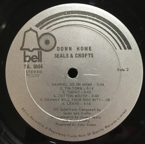 Seals & Crofts Down Home - 1970-Soft Rock, Pop Rock (Vinyl)