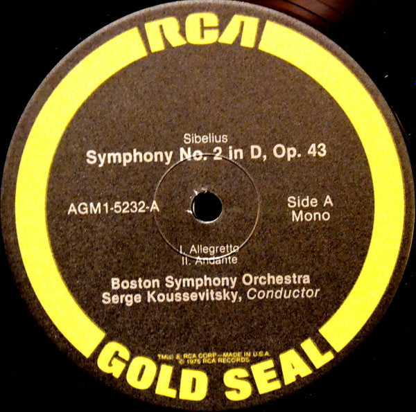 Serge Koussevitzky, Sibelius Boston Symphony – Legendary Performers; Symphony No. 2 -1985-Classical Style: Modern (Mint Vinyl)