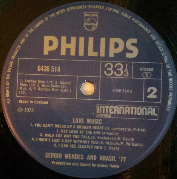 Sergio Mendes And Brasil 77 – Love Music 1973 - Jazz, Latin Style: Smooth Jazz, Latin Jazz, Soul-Jazz (UK Vinyl)