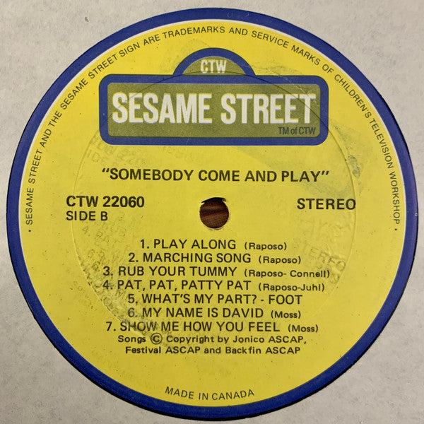 Sesame Street – Somebody Come And Play ...With Me On Sesame Street 1975-Children's, Stage & Screen Style: Educational (Vinyl)