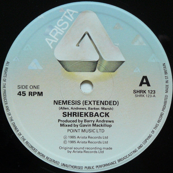 Shriekback – Nemesis (Extended) - 1985- Synth-pop, New Wave 2 x Vinyl, 12", 45 RPM, Single, Limited Edition