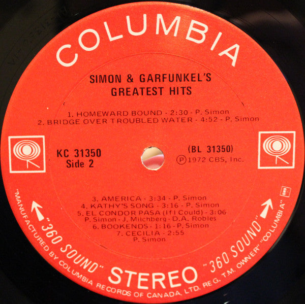Simon and Garfunkel's Greatest Hits 1972 Folk Rock(vinyl) Mint