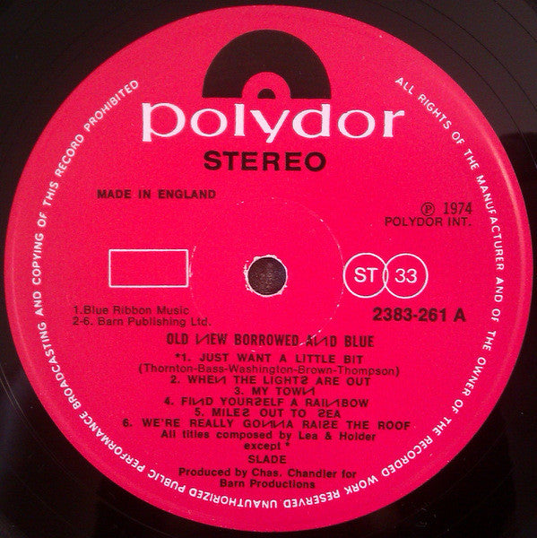 Slade – Old New Borrowed And Blue -1974-Pop Rock, Classic Rock (UK Import Vinyl)