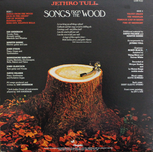 Jethro Tull ‎– Songs From The Wood-1977- &nbsp;Folk Rock, Prog Rock, Classic Rock (vinyl) great copies