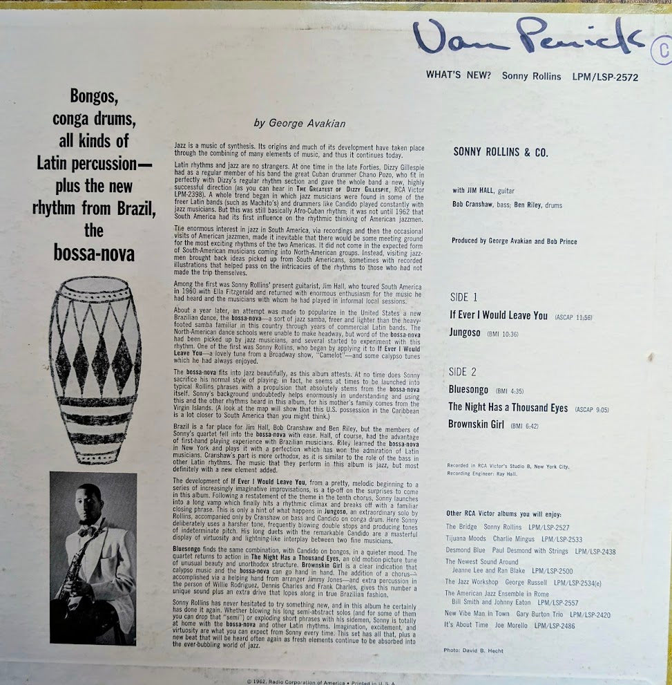 Sonny Rollins What's New 1962-Jazz Style: Bossa Nova ( Rare Vinyl )