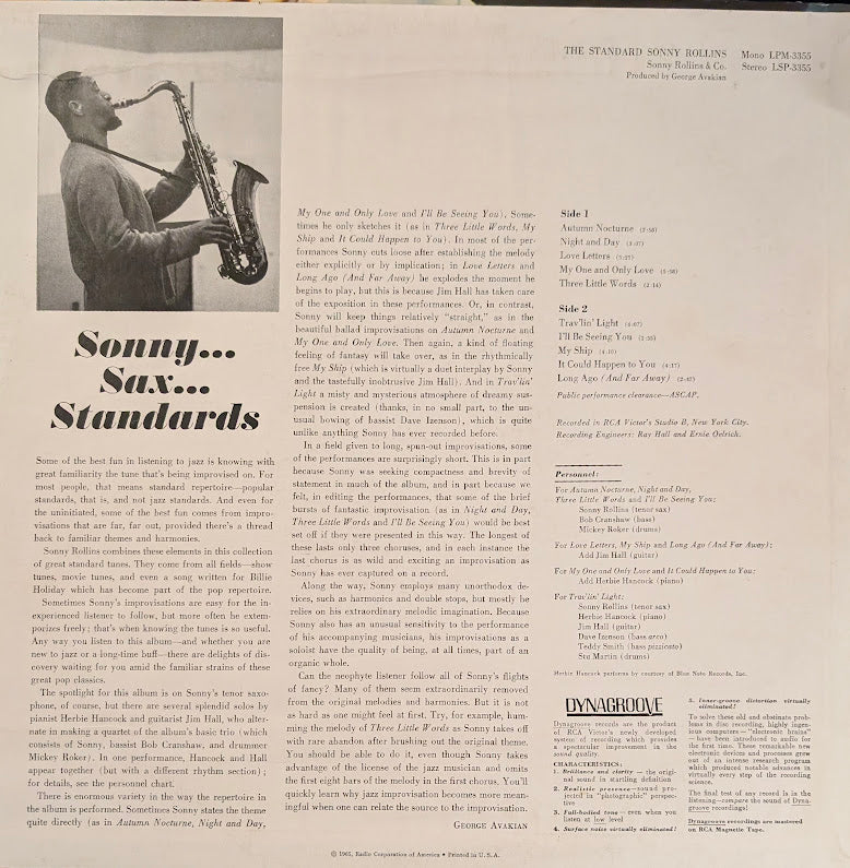 Sonny Rollins & Co. – The Standard Sonny Rollins 1965- Jazz ( Rare Vinyl)