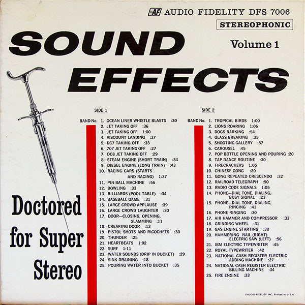 Various – Sound Effects Volume 1 (Sound Effects, Vinyl LP)