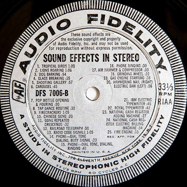 Various – Sound Effects Volume 1 (Sound Effects, Vinyl LP)